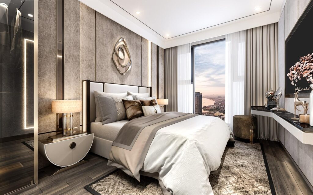 Thiết kế phòng ngủ tại nhà mẫu dự án Happy One Mori
