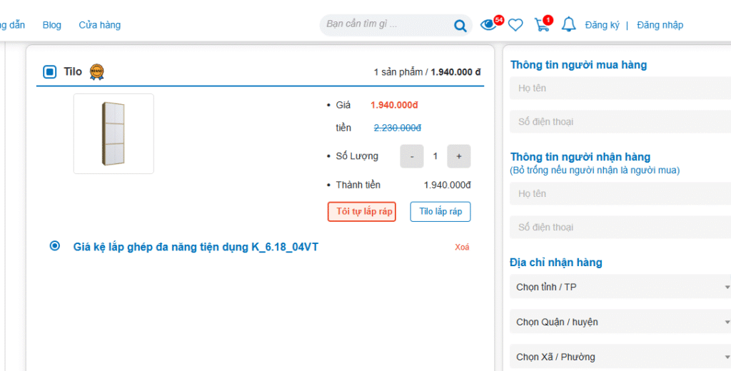 Nên mua tủ quần áo 2 cánh hay tủ quần áo 3 cánh tại Tilo ? 8 Xem lại giỏ hàng và lựa chọn phương án lắp ráp